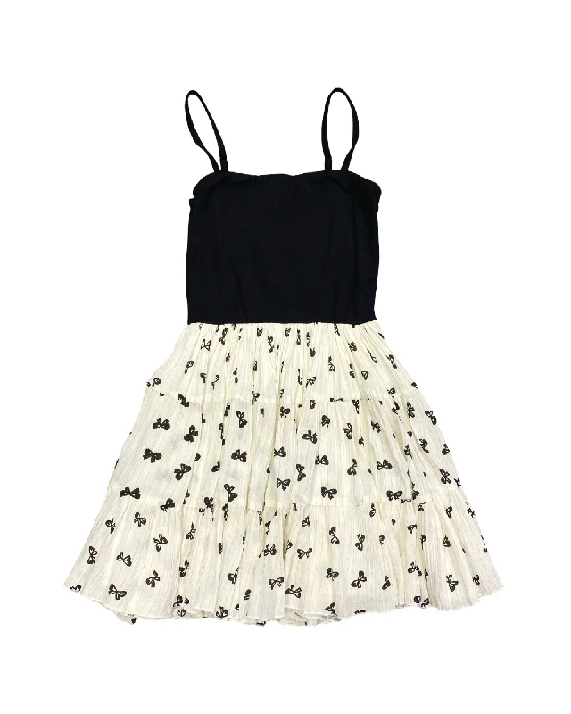 Massive Savings Black Top with Cream Bow Print Skirt Dress