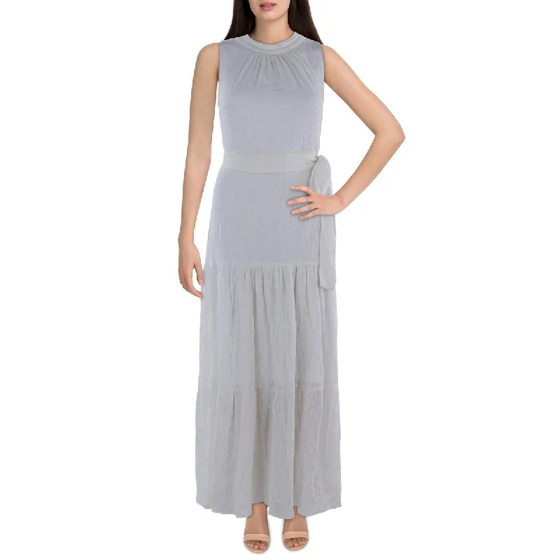 Fashionista Favorites Anne Klein Womens Tie Neck Tiered Maxi Dress