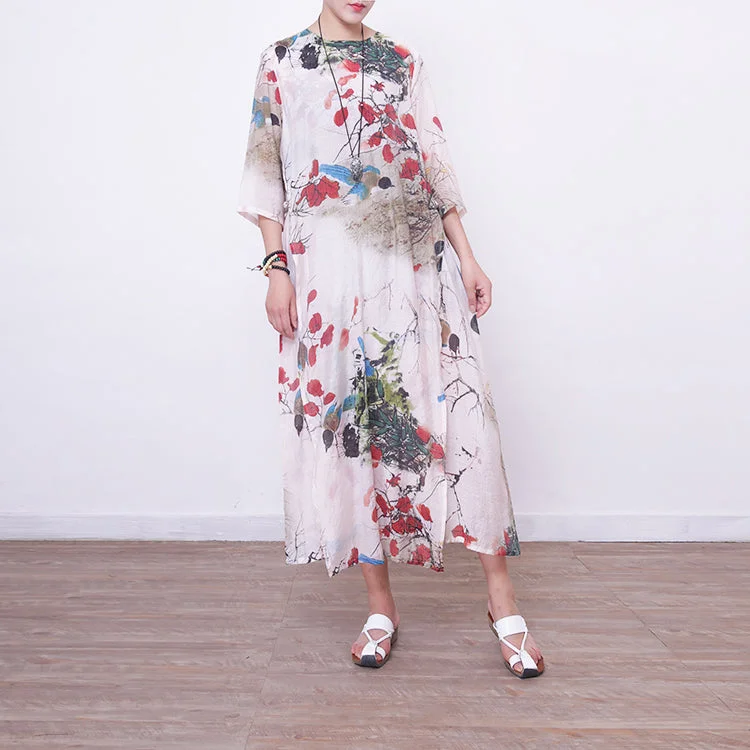 Pastel Styles women floral maxi dress casual bracelet sleeved gown women o neck gown