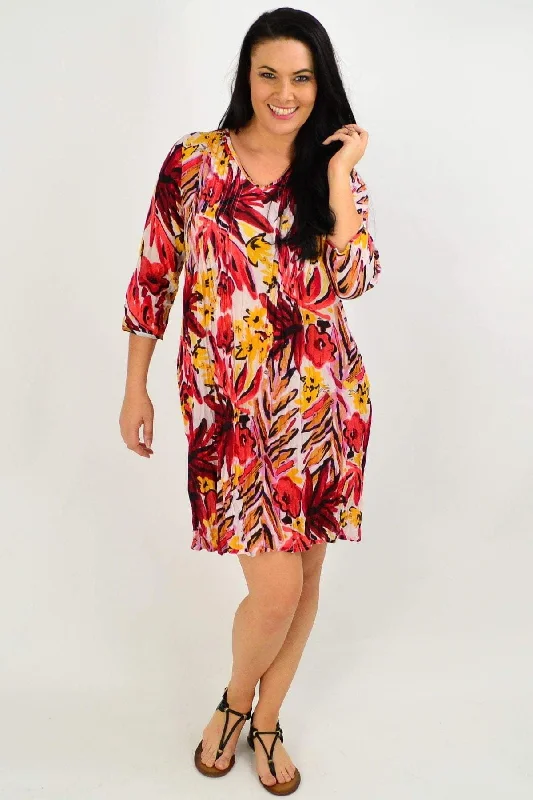 Quality Wear Bold Floral Print One Summer Tunic Dress