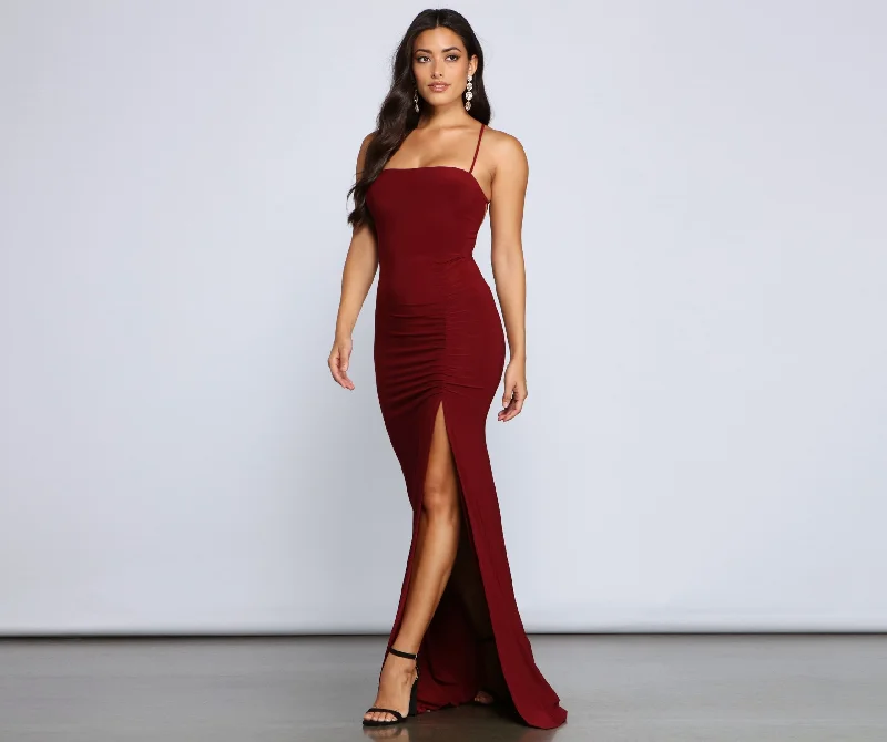 Affordable Luxury – Chic Clothing At Special Prices Gia Lace-Up Stylish Formal High-Slit Dress