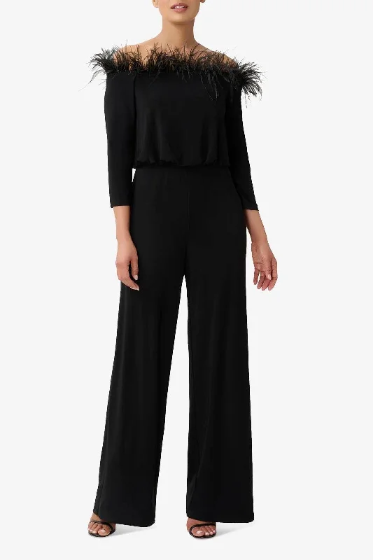 Fashion Forward Adrianna Papell AP1E210212 Off The Shoulder 3/4 Sleeves Formal Jumpsuit