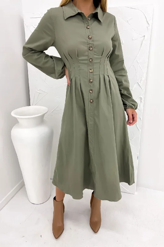 Trendy Women’s Dresses Online Bessie Midi Dress Khaki