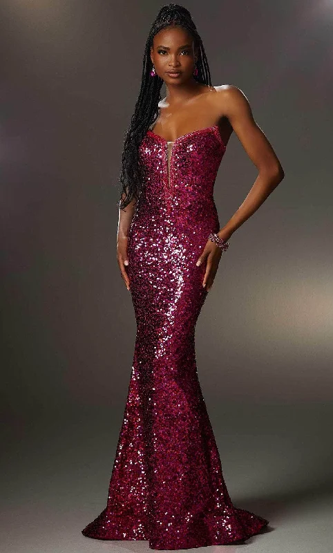 Versatile Women’s Clothing for All Occasions Mori Lee 48004 - Sequined Strapless Evening Gown