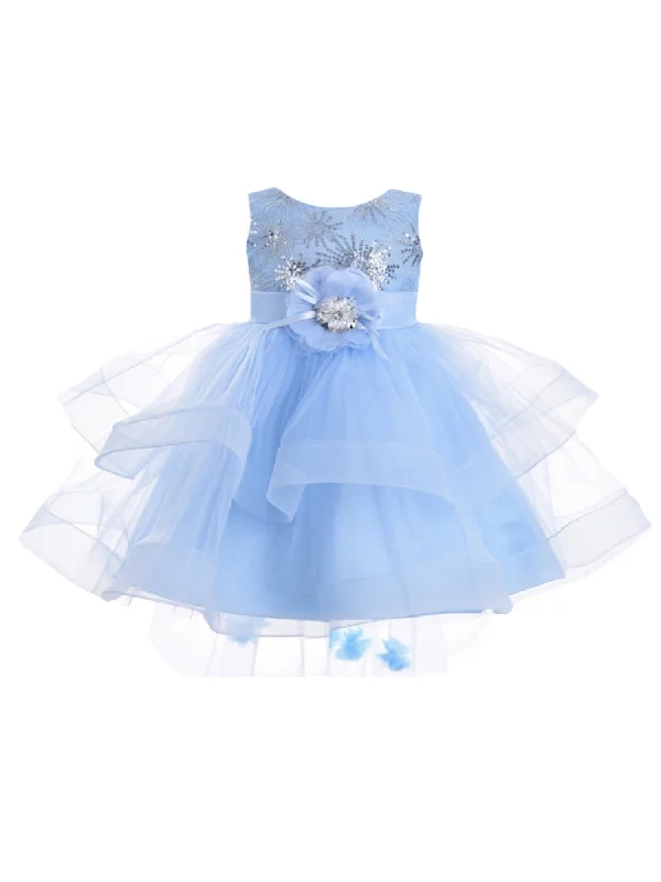 Trendy Urban Attire Little Girls Sky Blue Two Layer Tulle Skirt Flower Girl Dress 2T-4T Trendy Urban Attire Little Girls Sky Blue Two Layer Tulle Skirt Flower Girl Dress 2T-4T