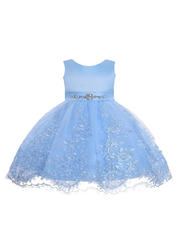 Trend Driven Wardrobe Little Girls Sky Blue Rhinestone Embellished Sash Flower Girl Dress 2T-4T Trend Driven Wardrobe Little Girls Sky Blue Rhinestone Embellished Sash Flower Girl Dress 2T-4T