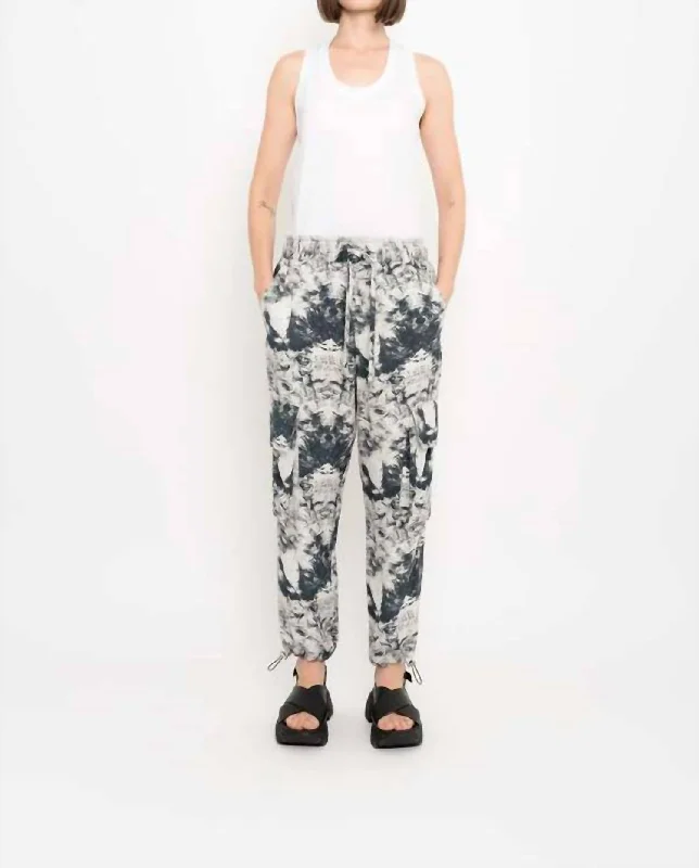 Style Your Wardrobe Printed Modal Sport Pant In White/black