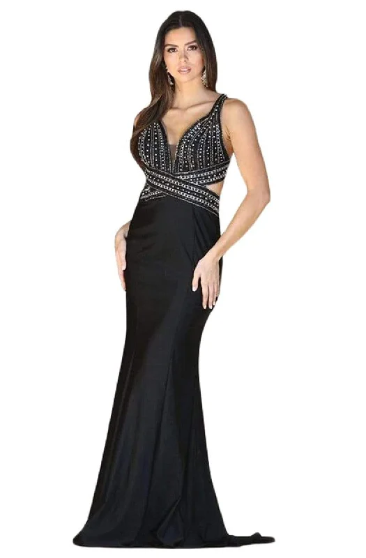 Chic Women’s Clothing Dancing Queen - 4053 Beaded Cutout Ornate Trumpet Gown