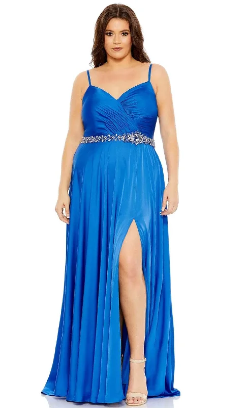 Effortless Chic Apparel Mac Duggal 49575 - V Neck Charmeuse A-line Gown