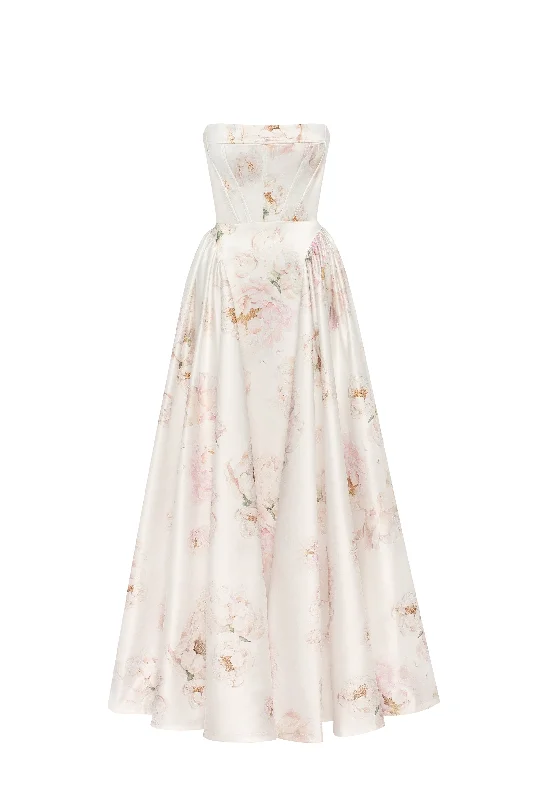 Timeless Elegance Refined pink peony maxi dress, Garden of Eden