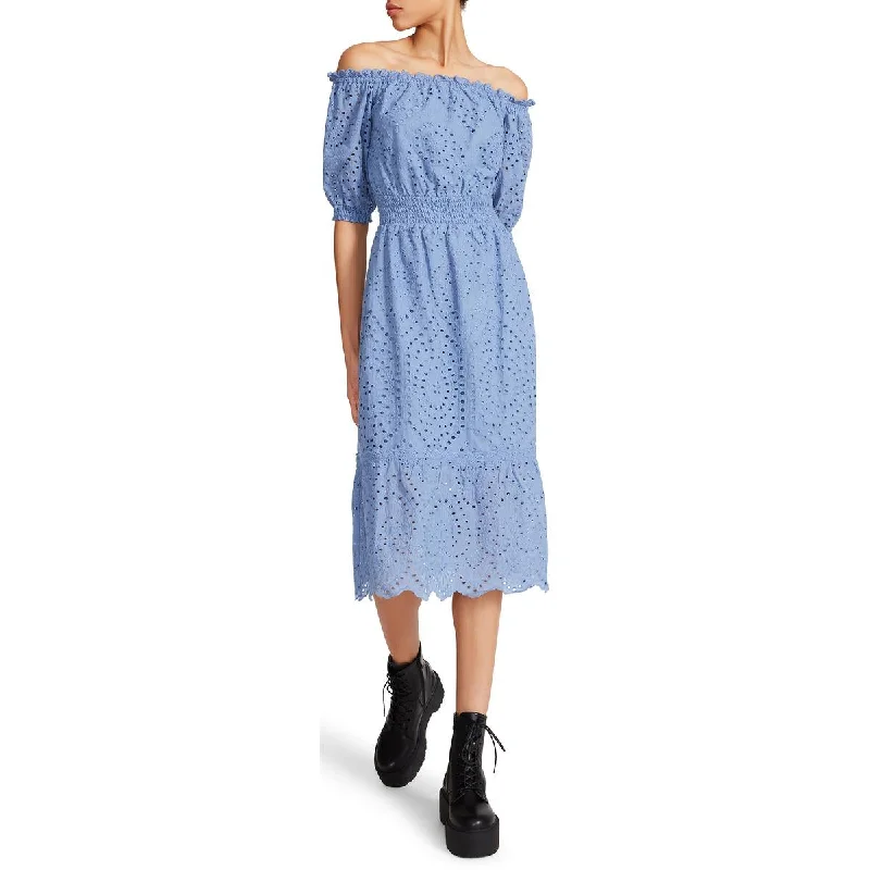 End Of Season Clearance Betsey Johnson Womens Cotton Off The Shoulder Midi Dress