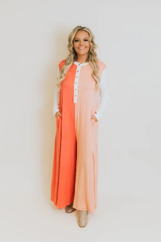 Women's Clothing Online Sale Listen Up Jumpsuit -  Coral/Salmon