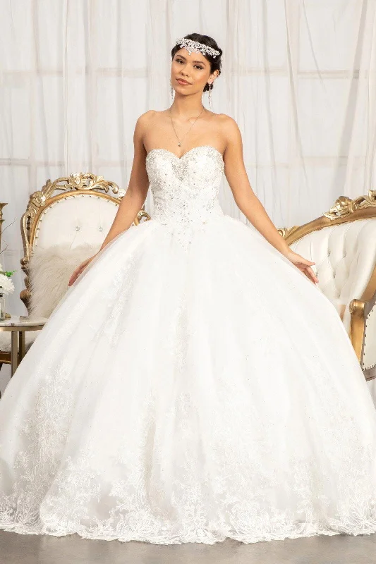 Quality Wear Long Quinceanera Strapless Sweetheart Ball Gown