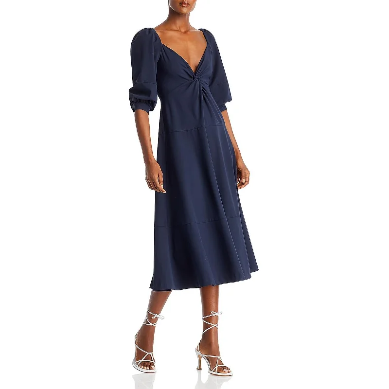 Snag Fabulous Fashion Bargains Cinq a Sept Womens Kristine Knot-Front  Midi Dress