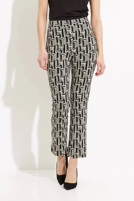 Women’s Casual and Dressy Outfits Geo Print Straight Leg Pant In Black /beige