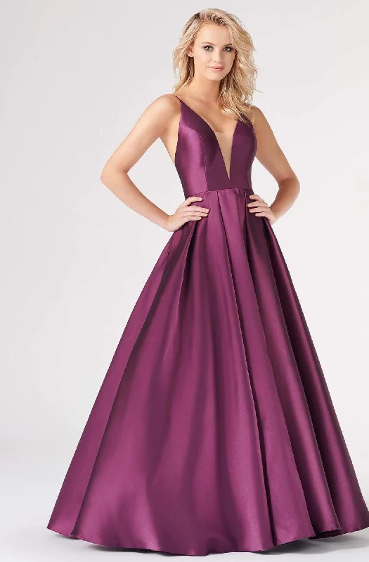 Fashion Forward Femme Colette for Mon Cheri - CL19827 Illusion V-Neck Junior Prom Mikado Gown