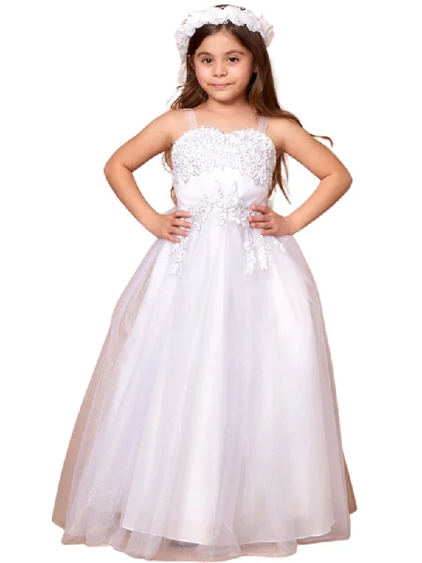 Trendsetting Threads Little Girls White Embroidered Sweetheart Neckline Flower Girl Dress 2-6 Trendsetting Threads Little Girls White Embroidered Sweetheart Neckline Flower Girl Dress 2-6