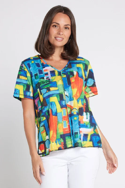 Comfortable Loungewear for Women City Scape Tee - Multi