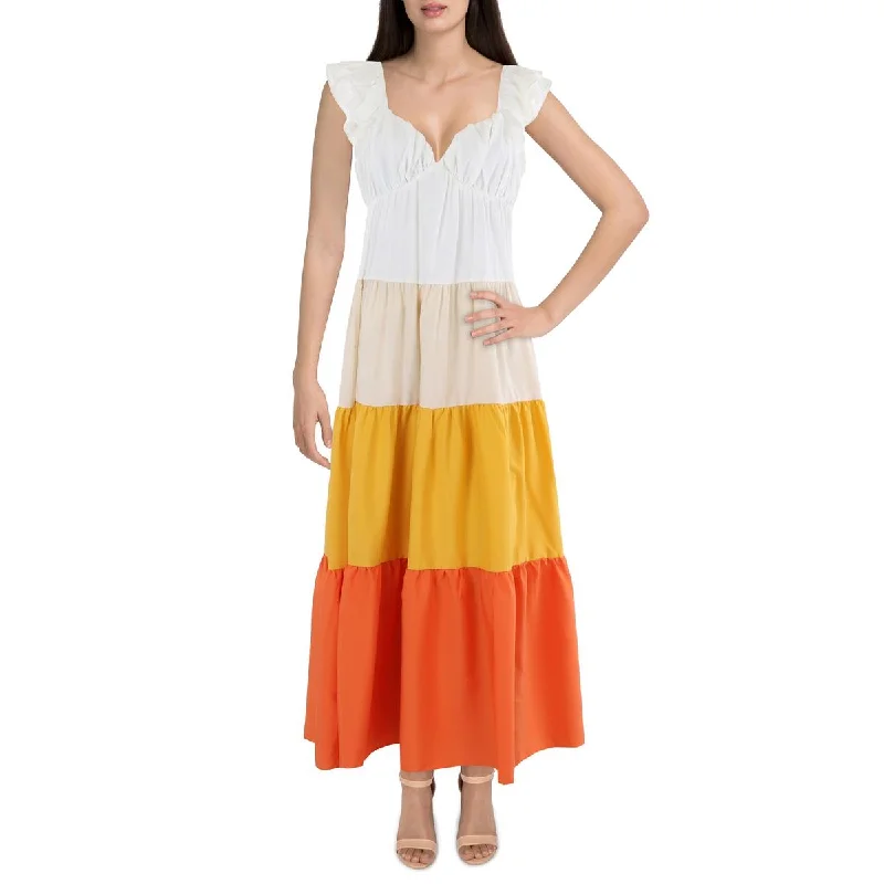 Dive Into Trendy Women's Fashion English Factory Womens Full Length Tiered Maxi Dress