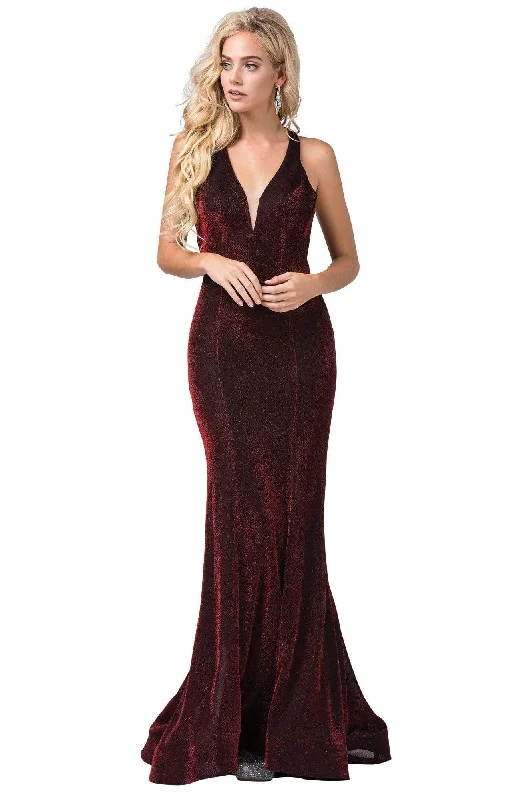 Fashion-forward Women’s Wear Dancing Queen - 2522 Bead-Trimmed Cutout Back Trumpet Gown