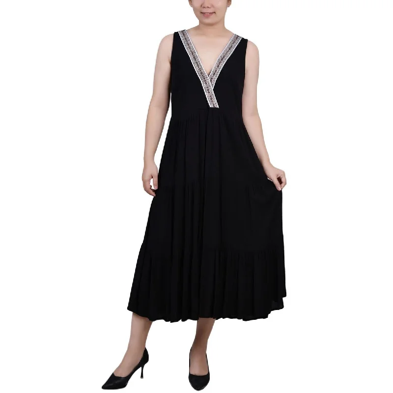 Final Sale NY Collection Womens Petites Tiered Long Maxi Dress