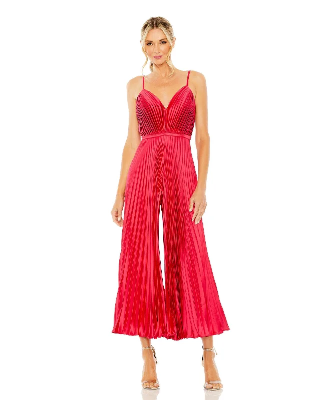 Chic Style, Always In Vogue Mac Duggal 27142 Long Pleated Formal Prom Jumpsuit