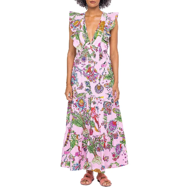 Seasonal Clearance Banjanan Womens Printed Tea Length Maxi Dress