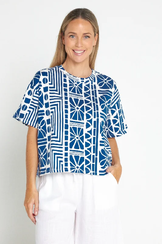 Elegant Women’s Clothing Casablanca Petite Cotton Tee - China Blue Print