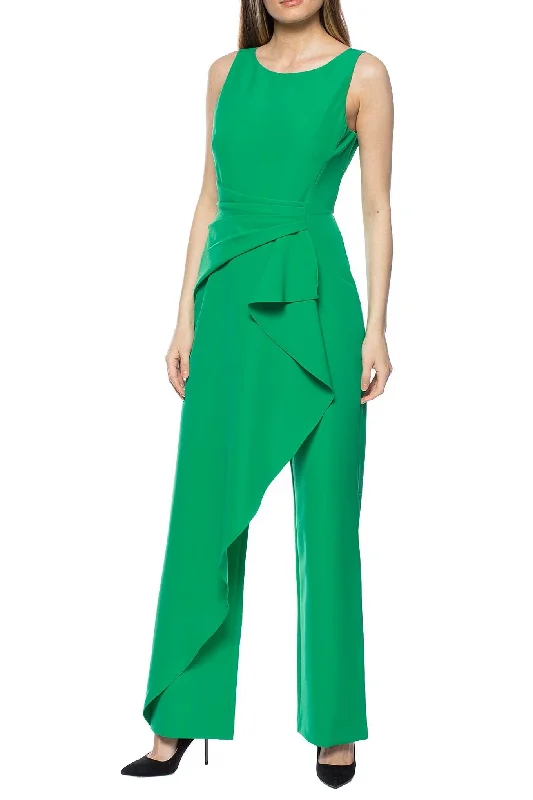 Style Versatile Women's Collection Marina  Sleeveless Cascade Front Drape Jumpsuit