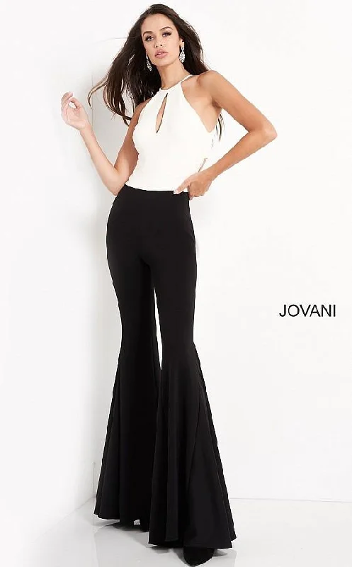 Timeless Elegance Jovani 4520 Formal Halter Keyhole Evening Jumpsuit