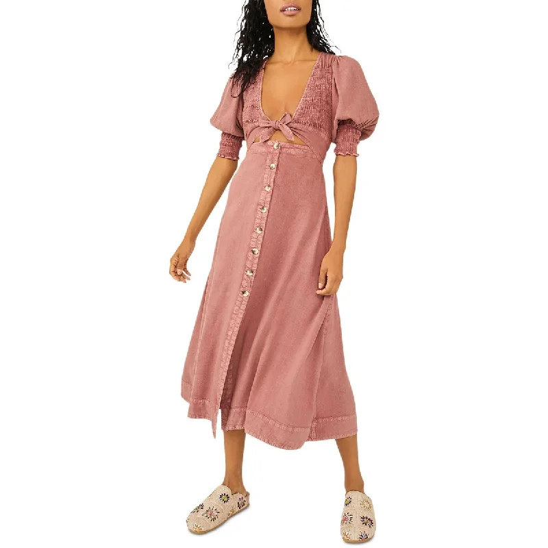 Trend Forward Threads For Her Free People Womens String Of Hearts Cut-Out Knot Front Maxi Dress