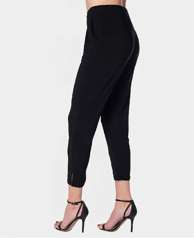 Embrace New Fashion Kelly Pleated Ankle Slit Pant In Black