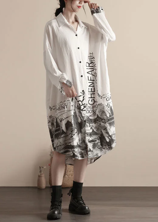 Fashion-Forward Styles At Incredible Discounts Women White Peter Pan Collar Print Patchwork Linen Shirts Dresses Spring Fashion-Forward Styles At Incredible Discounts Women White Peter Pan Collar Print Patchwork Linen Shirts Dresses Spring