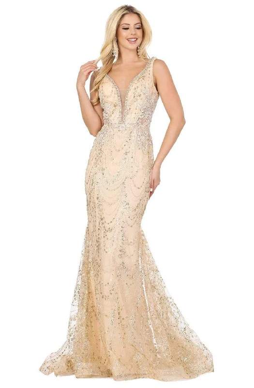 Exclusive Women’s Fashion Collection Dancing Queen - 4090 Jeweled Garland Motif Mermaid Gown