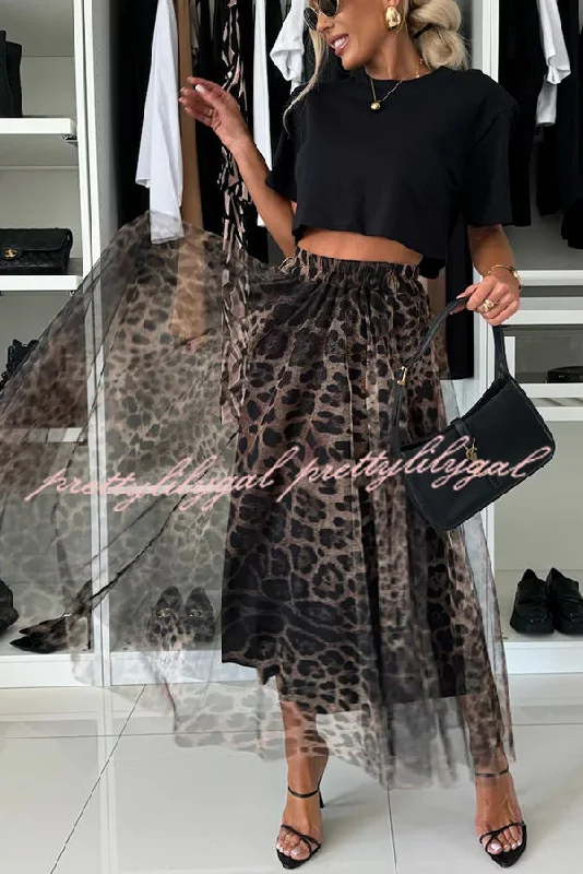 Clearance Sale, All Cheap Autumn Jungle Tulle Leopard Print Elastic Waist A-line Maxi Skirt Clearance Sale, All Cheap Autumn Jungle Tulle Leopard Print Elastic Waist A-line Maxi Skirt