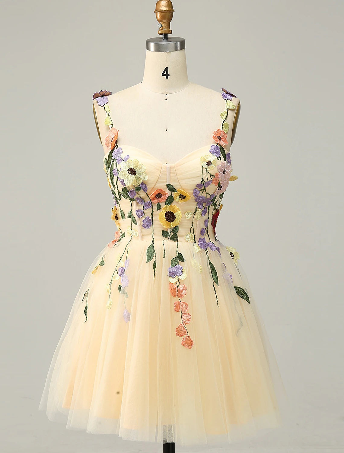 Luxury Women’s Clothing A-Line Homecoming Dresses Floral Dress Cocktail Party Short / Mini Sleeveless Spaghetti Strap Tulle with Appliques Luxury Women’s Clothing A-Line Homecoming Dresses Floral Dress Cocktail Party Short / Mini Sleeveless Spaghetti Strap Tulle with Appliques