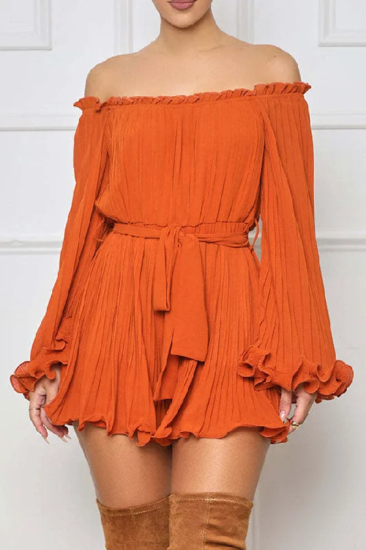 Fashion Deal Solid Color Sweet Draped Mini Dress (With Belt)