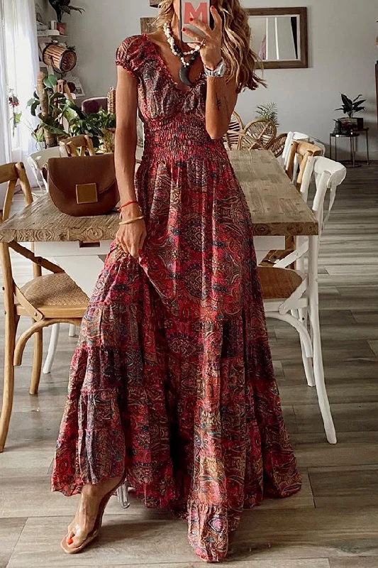 Dive Into Trendy Women's Fashion Endless Love Story Paisley Maxi Dress