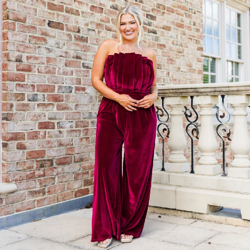 Women's Online Clothing Boutique Waltz Through Winter Jumpsuit, Wine