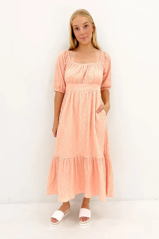 Casual and Comfortable Outfits Violet Midi Dress Muted Peach