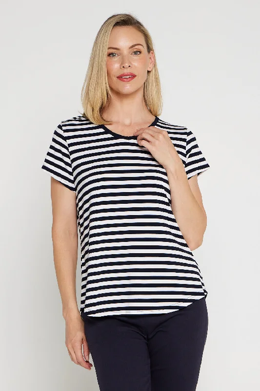 Affordable Fashion for Women Alison Bamboo Tee - White/Navy Stripe