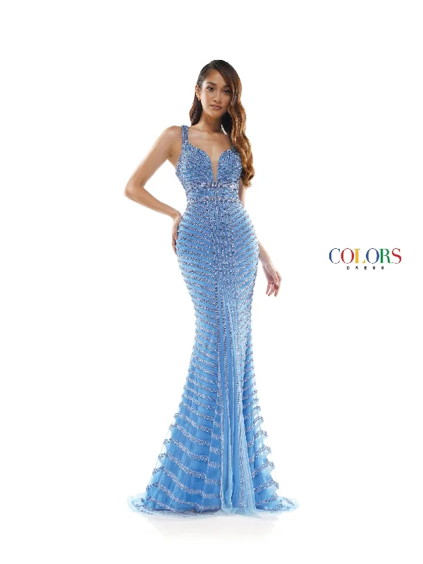 Runway Inspired Wear Colors 2337 Colors Long Sleeveless Formal Fitted Prom Gown