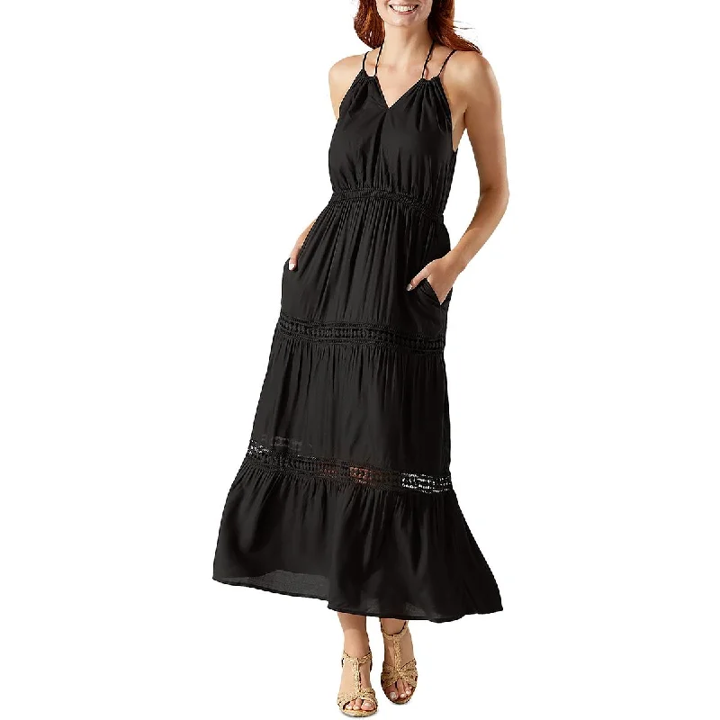 Women’s Fashion Clothing Tommy Bahama Womens Sunlace Halter Maxi Dress