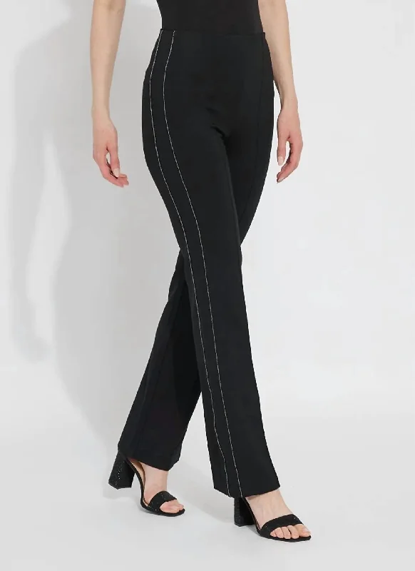 Timeless Women’s Fashion Styles Elysse Embellished Knit Trouser With Micro-Bead Stripe In Black