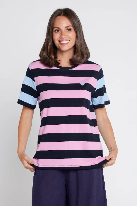 Women’s Clothes for All-Day Comfort and Style Eden Stripe S/S Tee - Blue/Navy/Pink