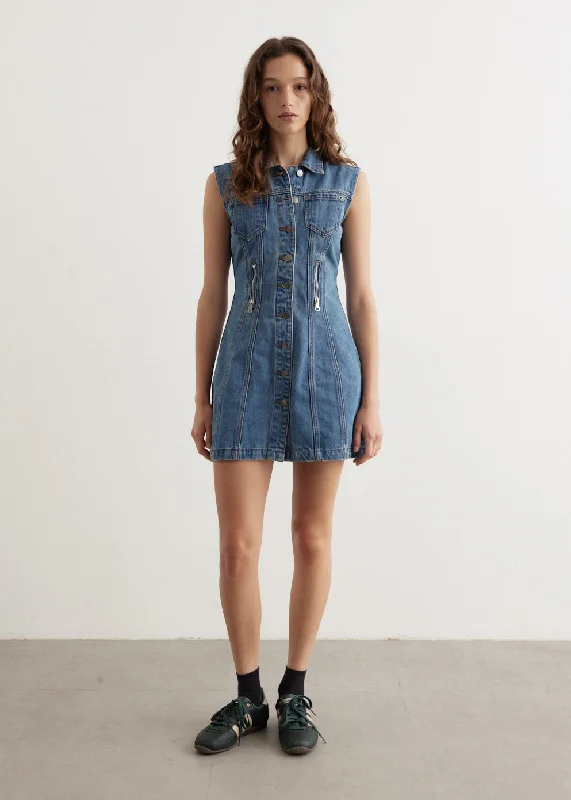 Fashion-forward Women’s Wear Zipper Denim Mini Dress