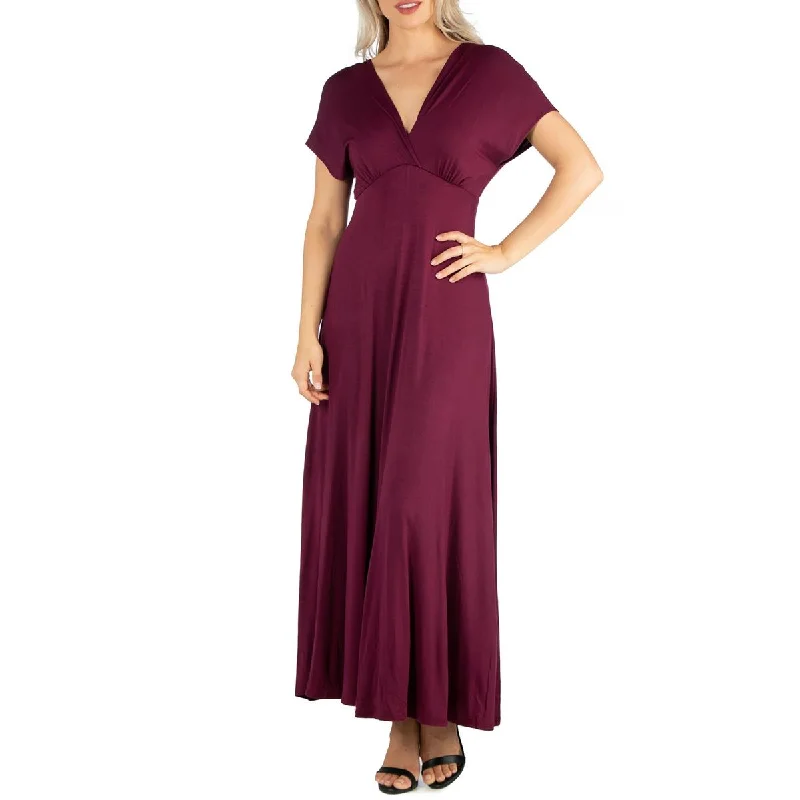 Women’s Outerwear for All Weather Conditions 24seven Comfort Apparel Womens Capped Sleeves Long Maxi Dress