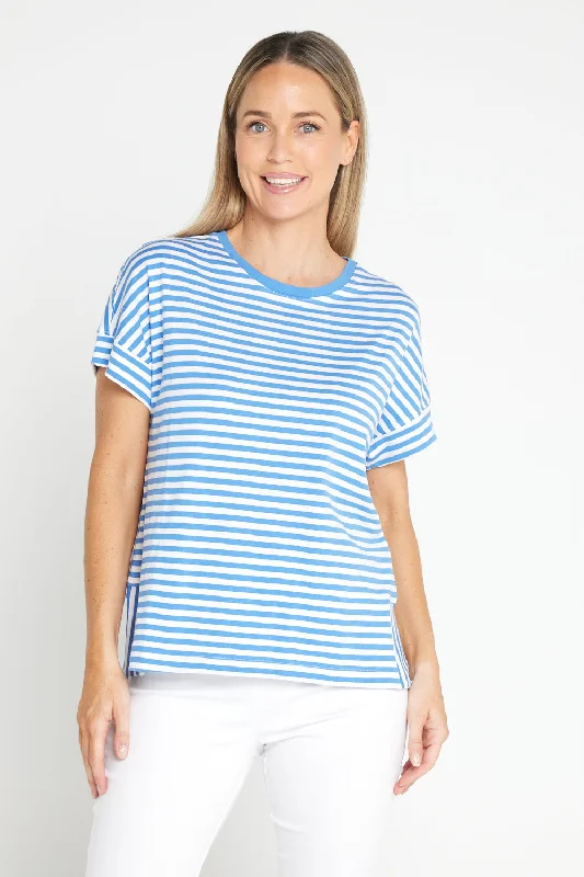 Chic Women’s Clothing for Work and Travel Yara Stripe Tee - Blue/White Stripe