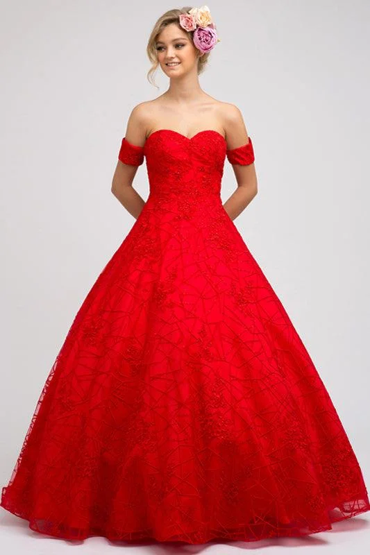 Valentine's Special Quinceanera Prom Long Strapless Lace Ball Gown