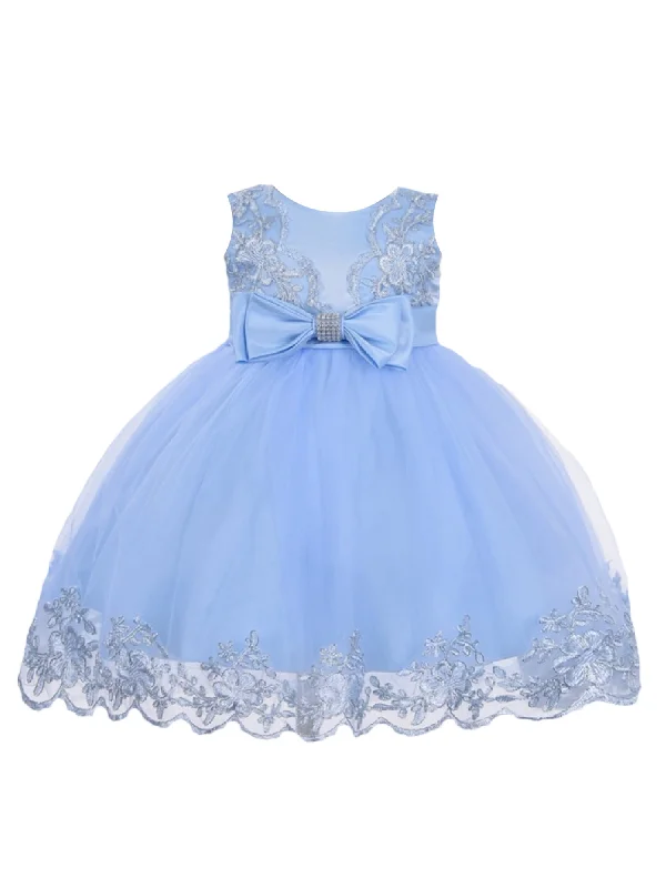 Catch Every Fashion Trend Little Girls Sky Blue Double Bow Embroidered Flower Girl Dress 2T-4T Catch Every Fashion Trend Little Girls Sky Blue Double Bow Embroidered Flower Girl Dress 2T-4T